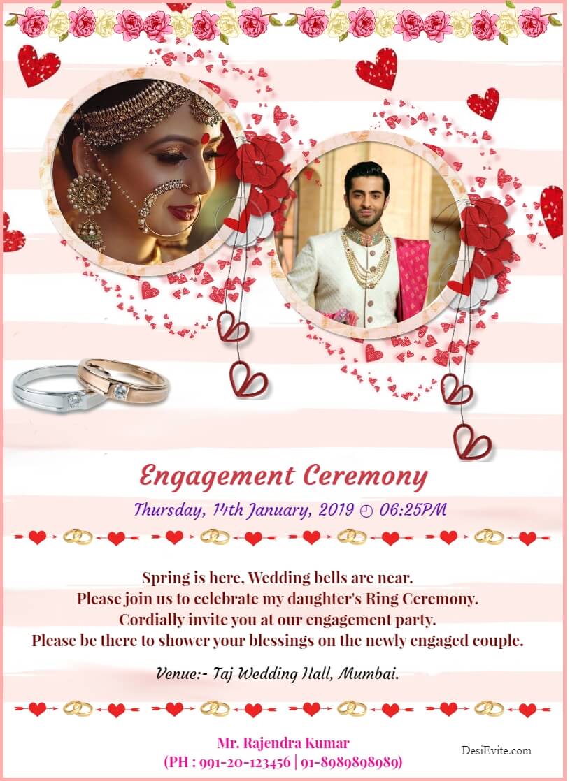 Engagement/Ring Ceremony Valentine theme card